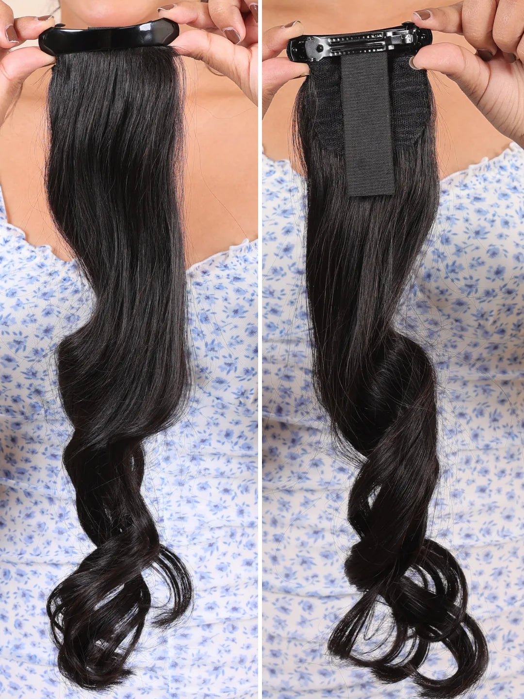 Flat Clip Ponytail Extension Front & Back Image