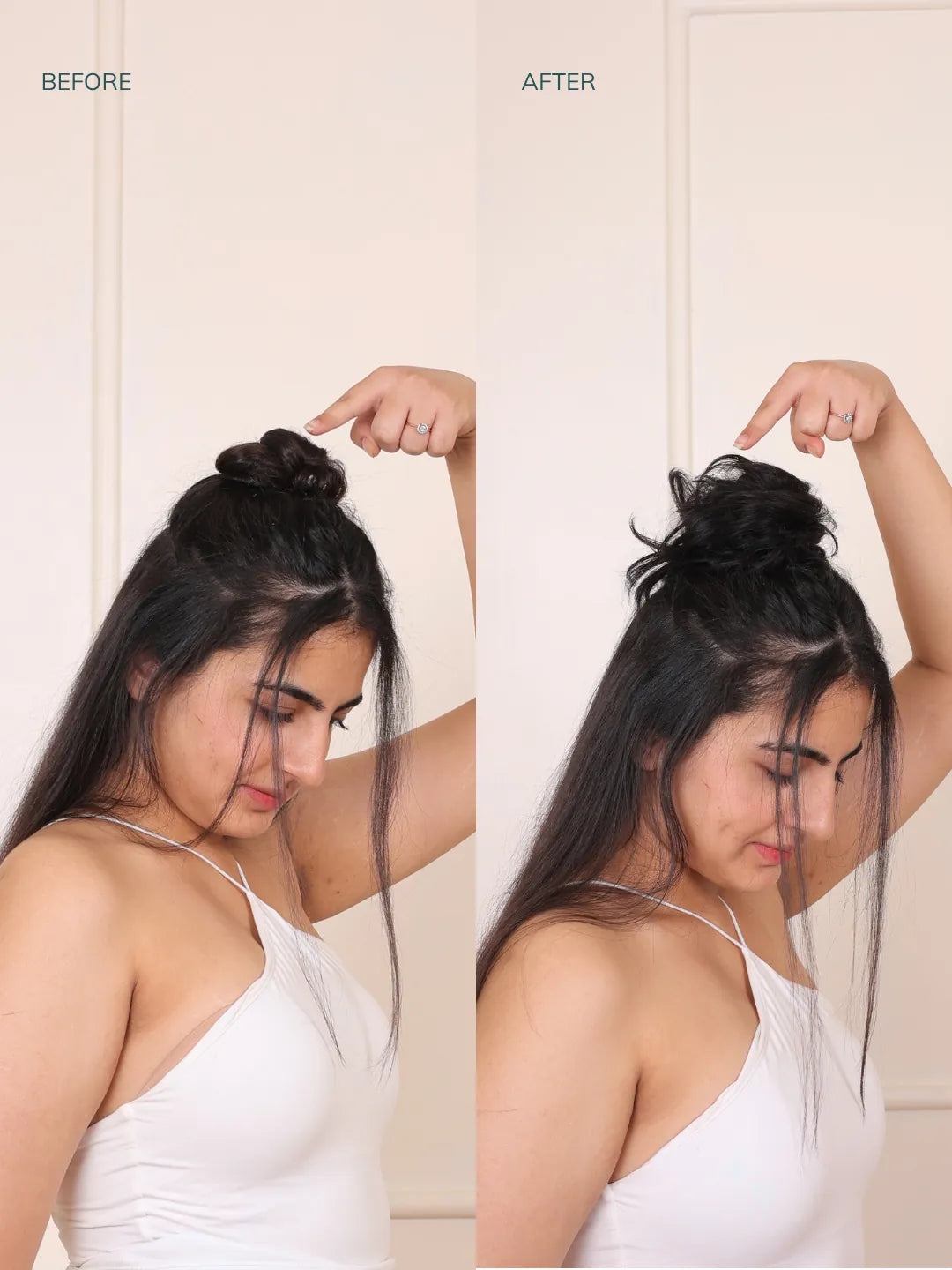 Messy Bun Scrunchie Before & After images