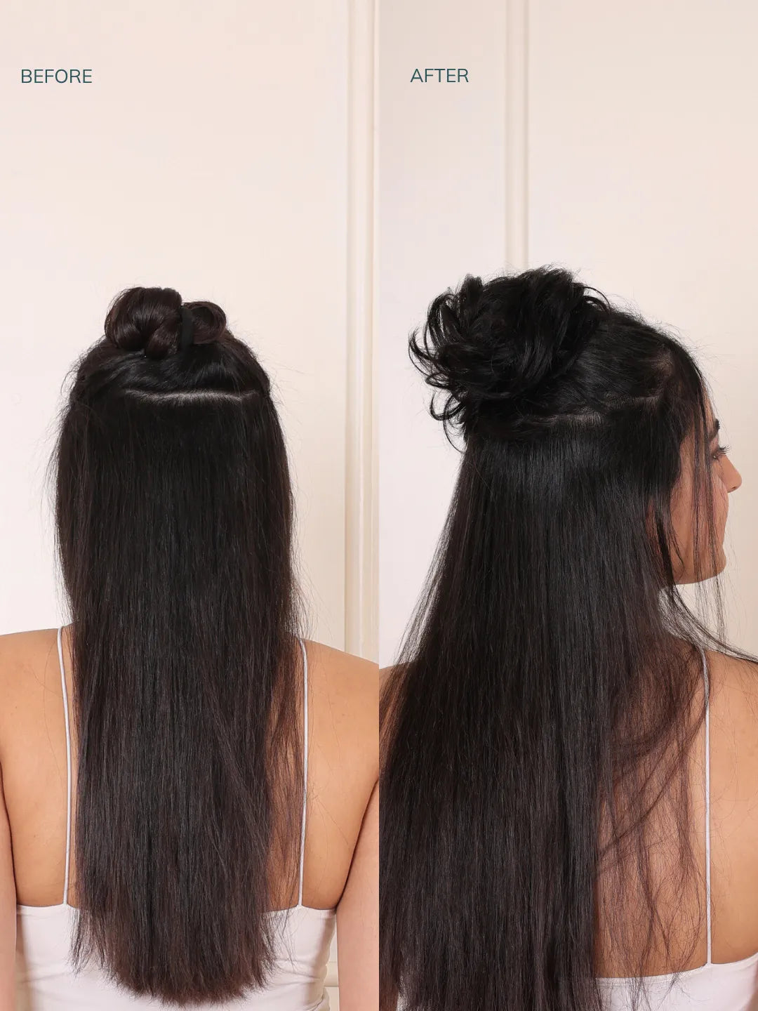 Before & After Images of Messy Bun Scrunchie