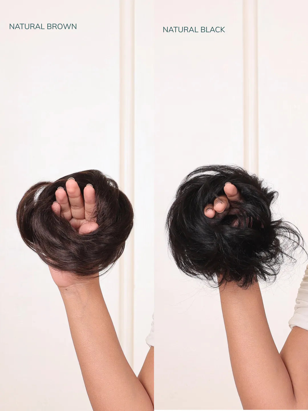 Natural Black & Brown Color Messy Bun Scrunchie