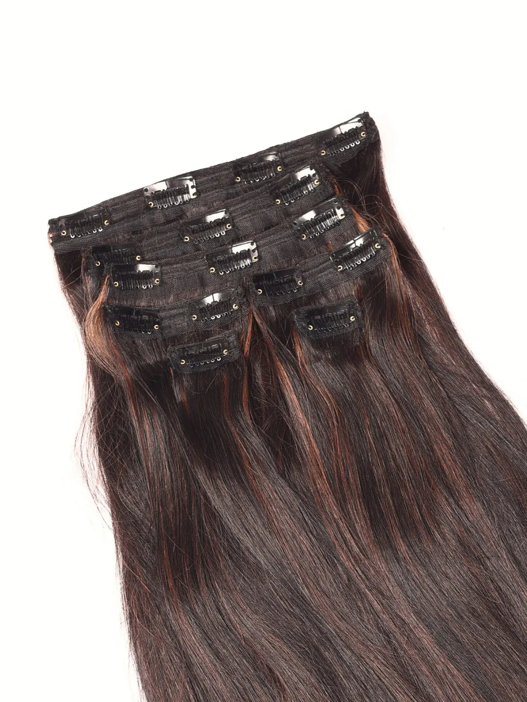 Seamless 7 Set Clip-In Extensions – Mocha Brown Balayage For Women - First Image